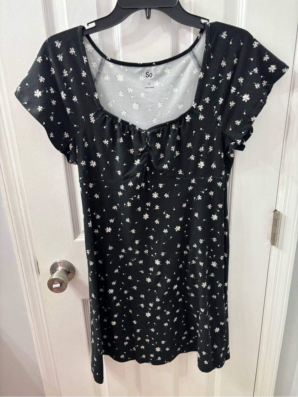 SO Black dress with White Floral Print